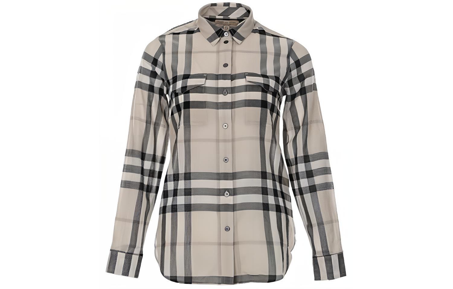 (Women) Burberry  Beige Checkered Long Sleeve Button-Up Shirt. 40503861 圖 2