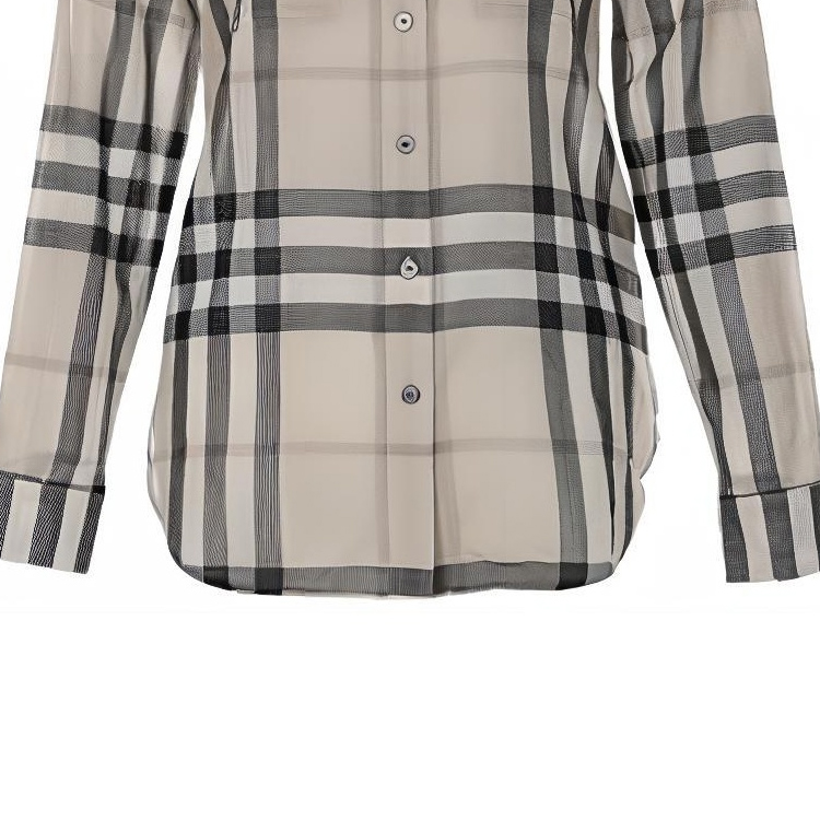 (Women) Burberry  Beige Checkered Long Sleeve Button-Up Shirt. 40503861 圖 4