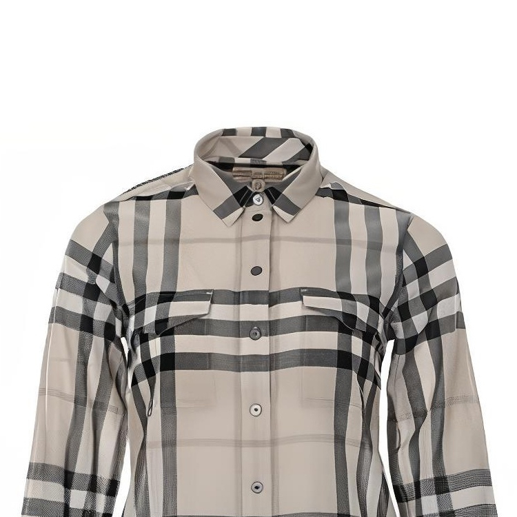 (Women) Burberry  Beige Checkered Long Sleeve Button-Up Shirt. 40503861 圖 7