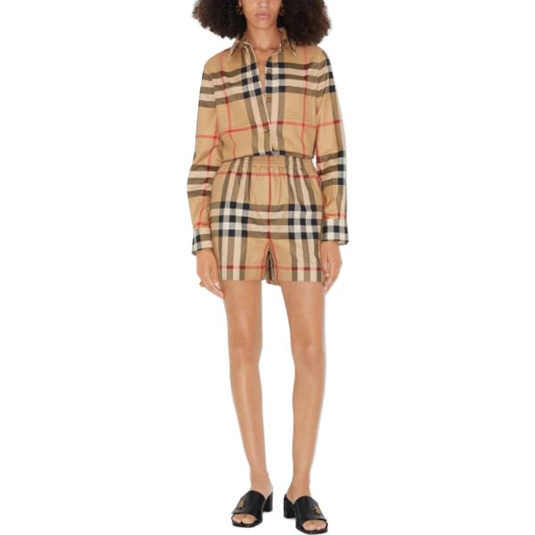 Shop (W) 버버리 베이지 체크 패턴 캐주얼 반바지. 80710911