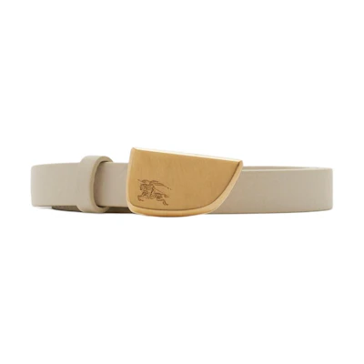 (Women) Burberry Beige Gold-Plated Calfskin Belt with Logo Engraved Buckle 1.5CM. 80933931