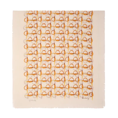 (Women) Burberry Beige Logo Print Wool Scarf. 80858811