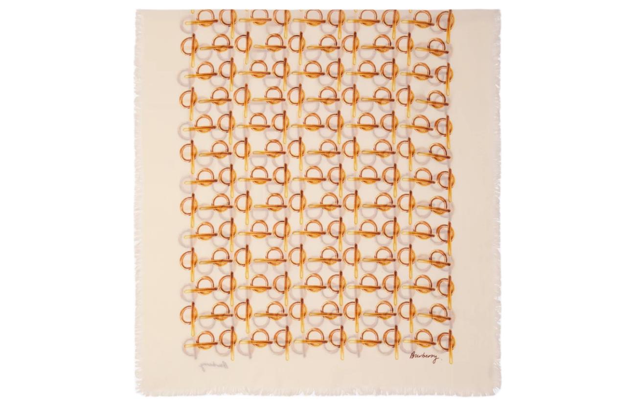 (Women) Burberry  Beige Logo Print Wool Scarf. 80858811 圖 2