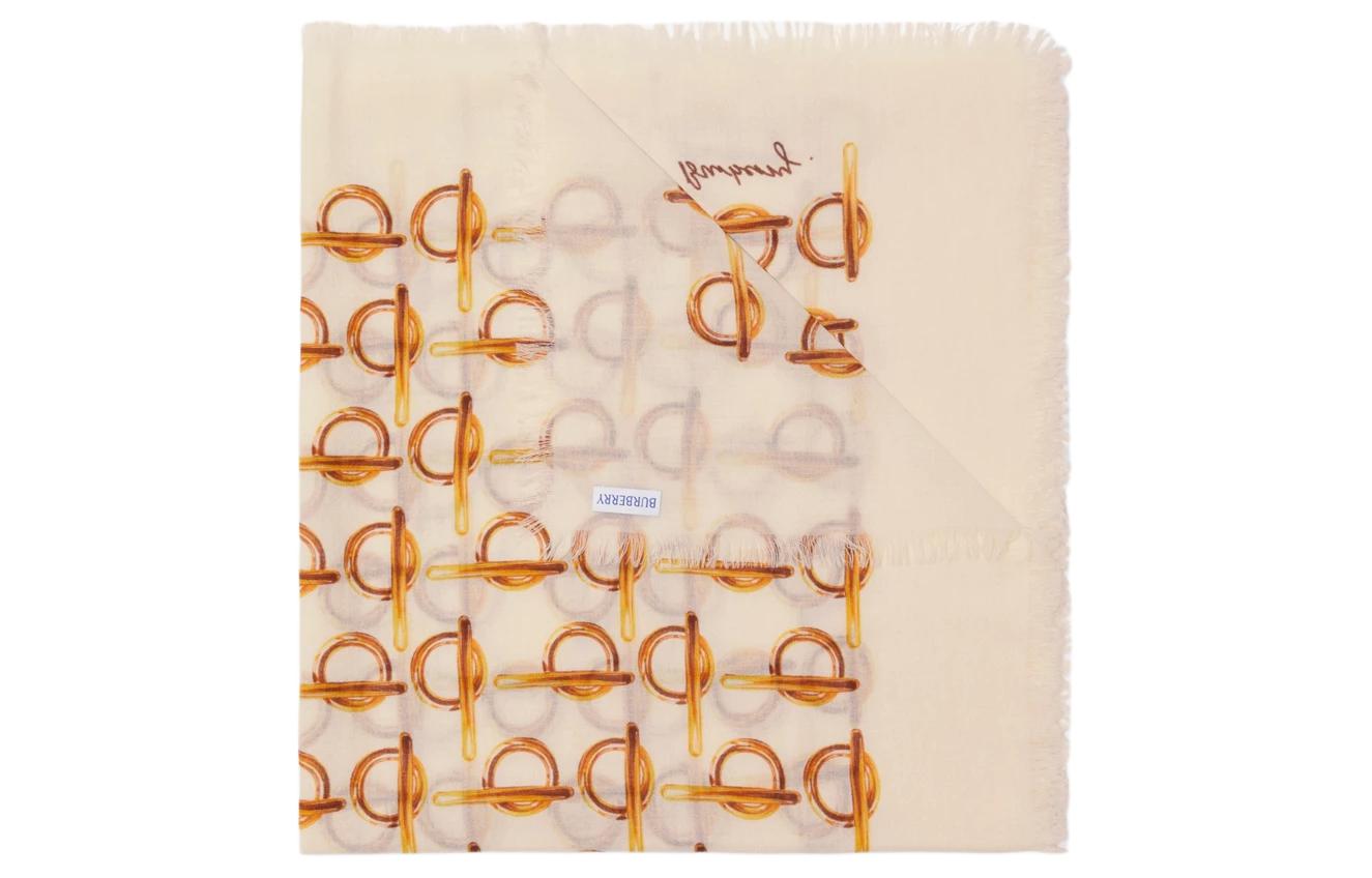 (Women) Burberry  Beige Logo Print Wool Scarf. 80858811 圖 3