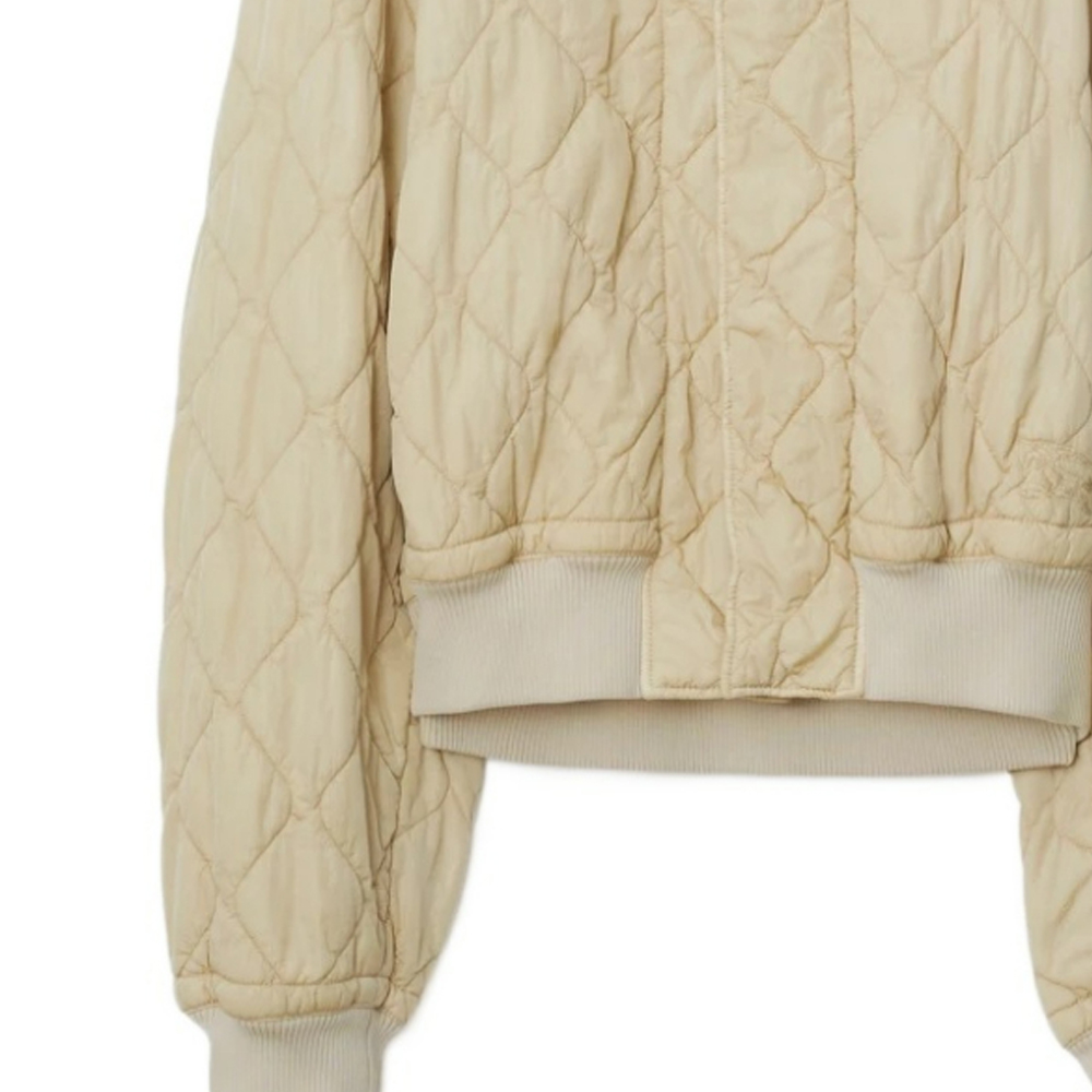 Details for (W) 버버리 베이지 퀼팅 싱글 브레스티드 코튼 재킷. 80811181