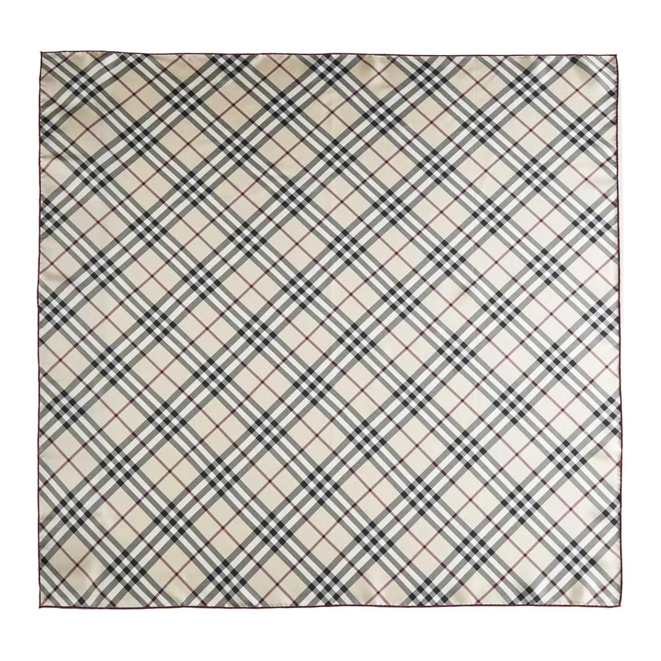 (Women) Burberry  Beige Striped Check Silk Scarf. 8095223A1450