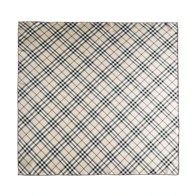 (Women) Burberry Beige Striped Check Silk Scarf. 8095223A1450