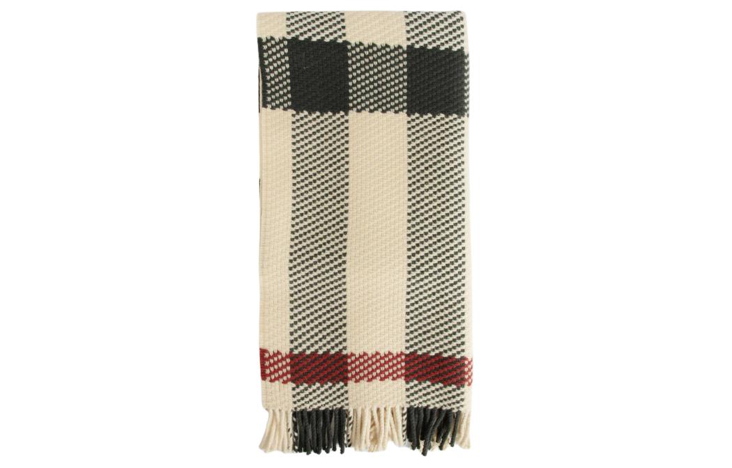 (Women) Burberry  Beige Wool Scarf with Stripe Accents. 8079240A1450