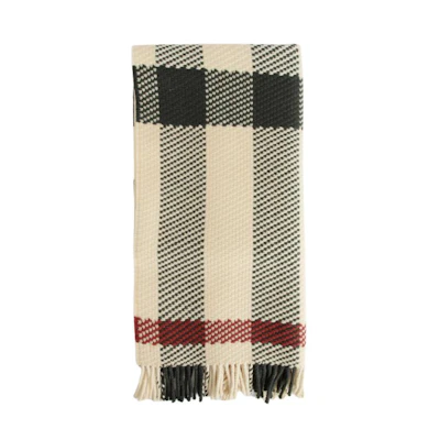 (Women) Burberry Beige Wool Scarf with Stripe Accents. 8079240A1450