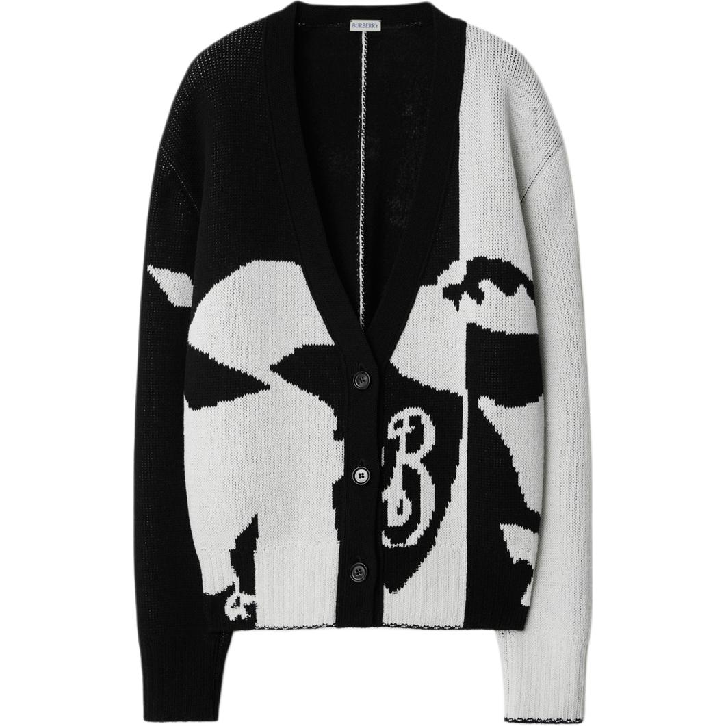 Order (Women) Burberry  Black & White Pattern Knit Cardigan Long Sleeve Casual Sweater. 80963391