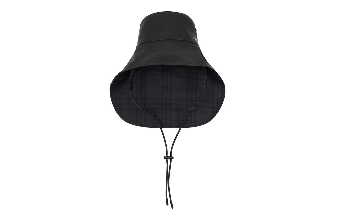 (Women) Burberry  Black Bucket Hat with Logo and Inner Vintage Check Details. 8040472