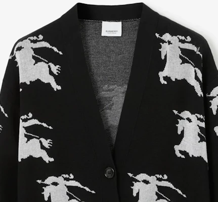 (W) Burberry 黑色針織開衫毛衣帶動物刺繡圖案。 80703271 Details for (W) Burberry 黑色針織開衫毛衣帶動物刺繡圖案。 80703271
