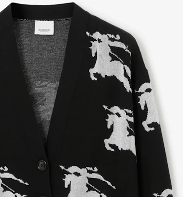 (W) Burberry 黑色針織開衫毛衣帶動物刺繡圖案。 80703271 Sizing (W) Burberry 黑色針織開衫毛衣帶動物刺繡圖案。 80703271