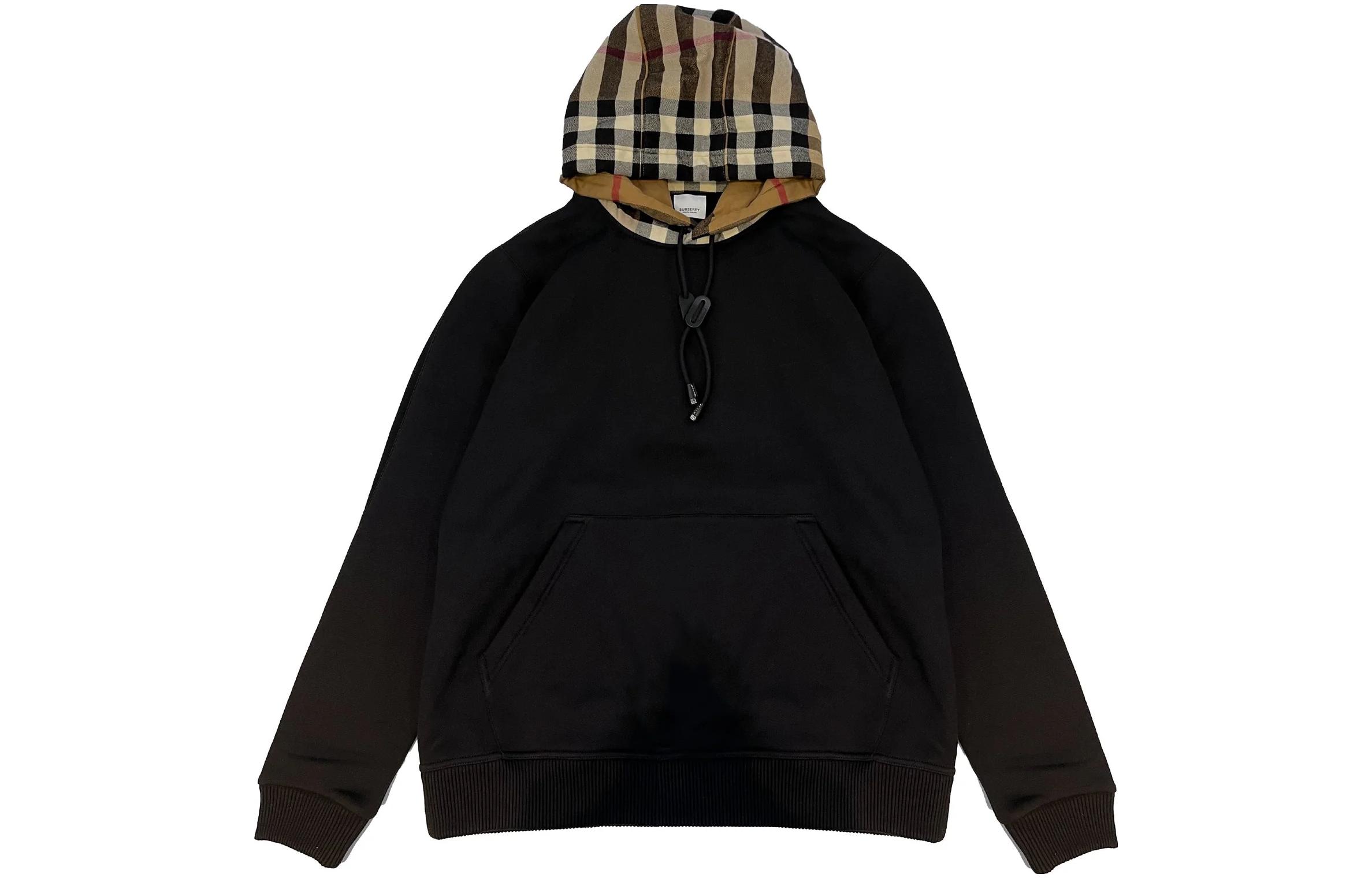 (Women) Burberry  Black Check Print Hooded Long Sleeve Sweatshirt. 8045004 BLACK SW