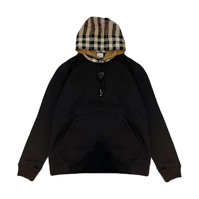 (Women) Burberry Black Check Print Hooded Long Sleeve Sweatshirt. 8045004 BLACK SW