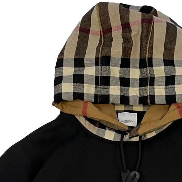 Shop (Women) Burberry  Black Check Print Hooded Long Sleeve Sweatshirt. 8045004 BLACK SW