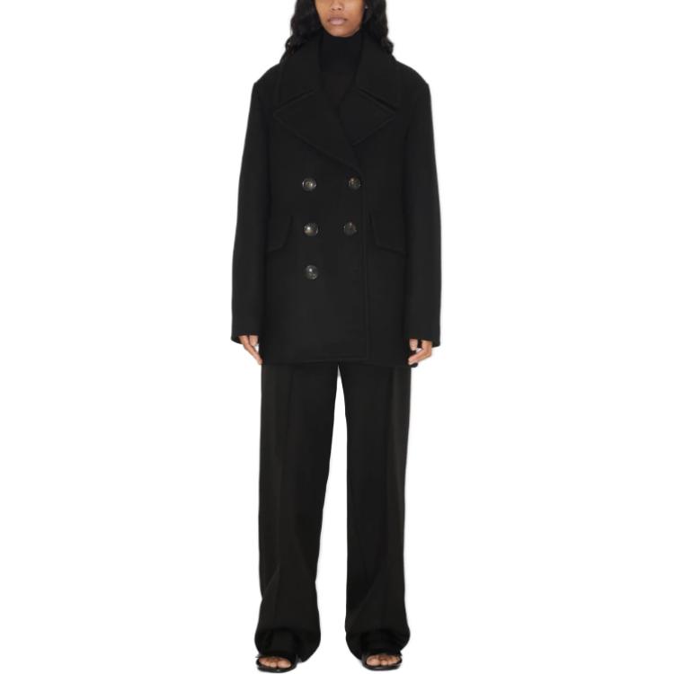 Lookbook (W) バーバリー ブラック ダブルブレスト ロングトレンチコート ラペルカラー付き. 80726841