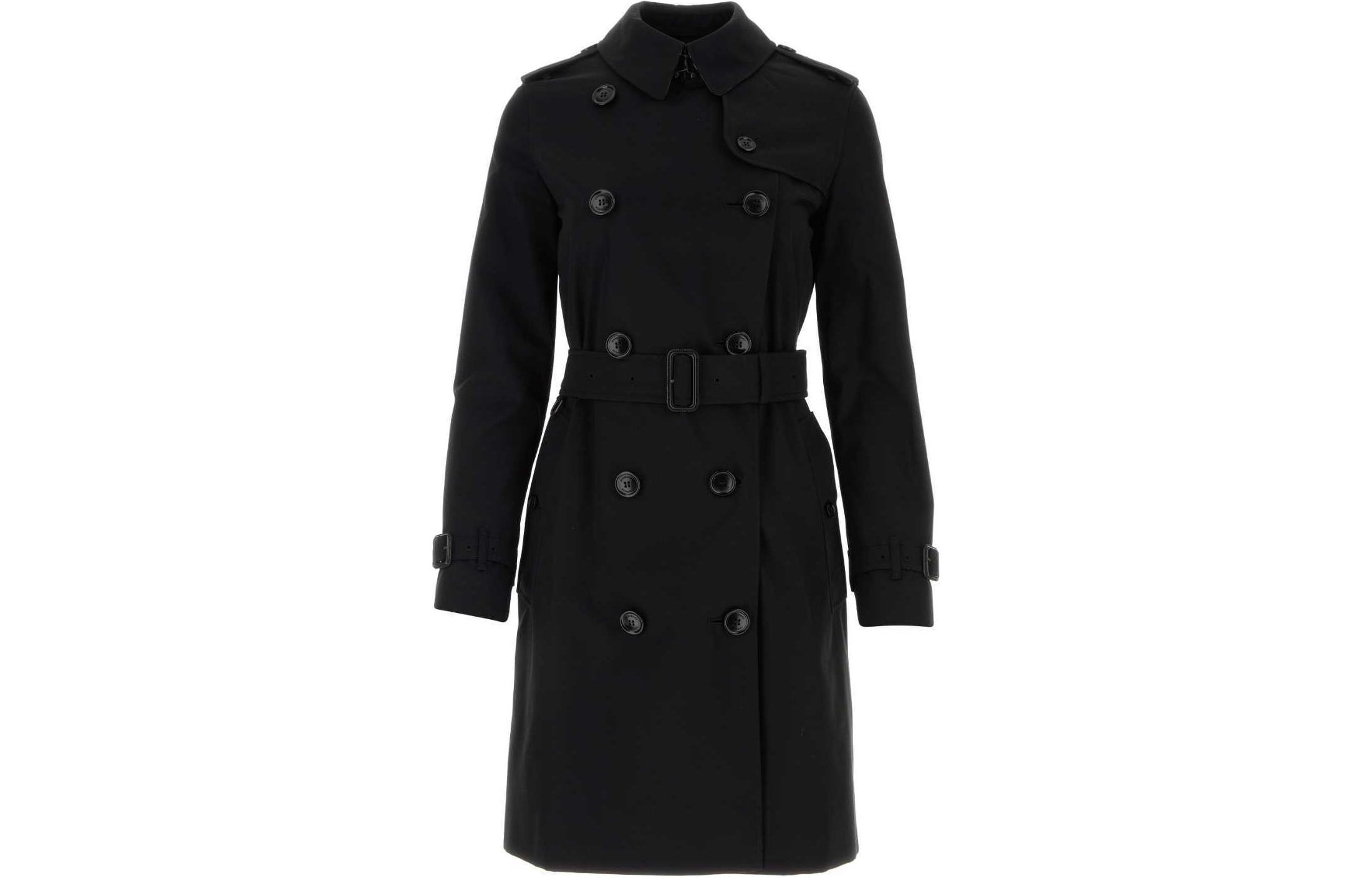 Buy (Women) Burberry  Black Double-Breasted Mid-Length Trench Coat. 80794091