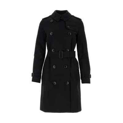 (Women) Burberry Black Double-Breasted Mid-Length Trench Coat. 80794091
