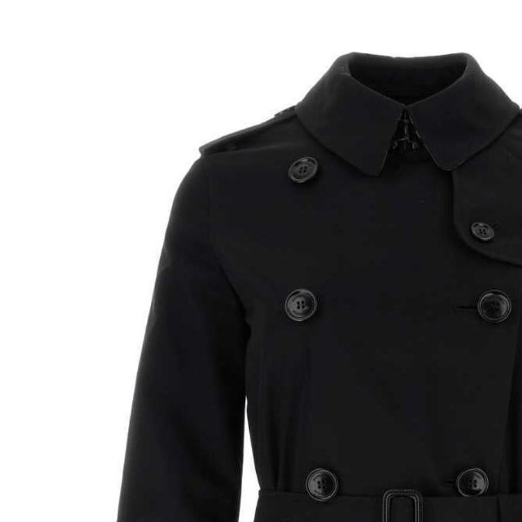 Shop (Women) Burberry  Black Double-Breasted Mid-Length Trench Coat. 80794091