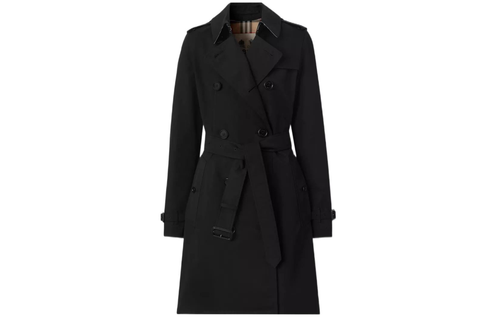 (Women) Burberry  Black Double-Breasted Trench Coat with Check Collar FW22. 80592431 圖 2
