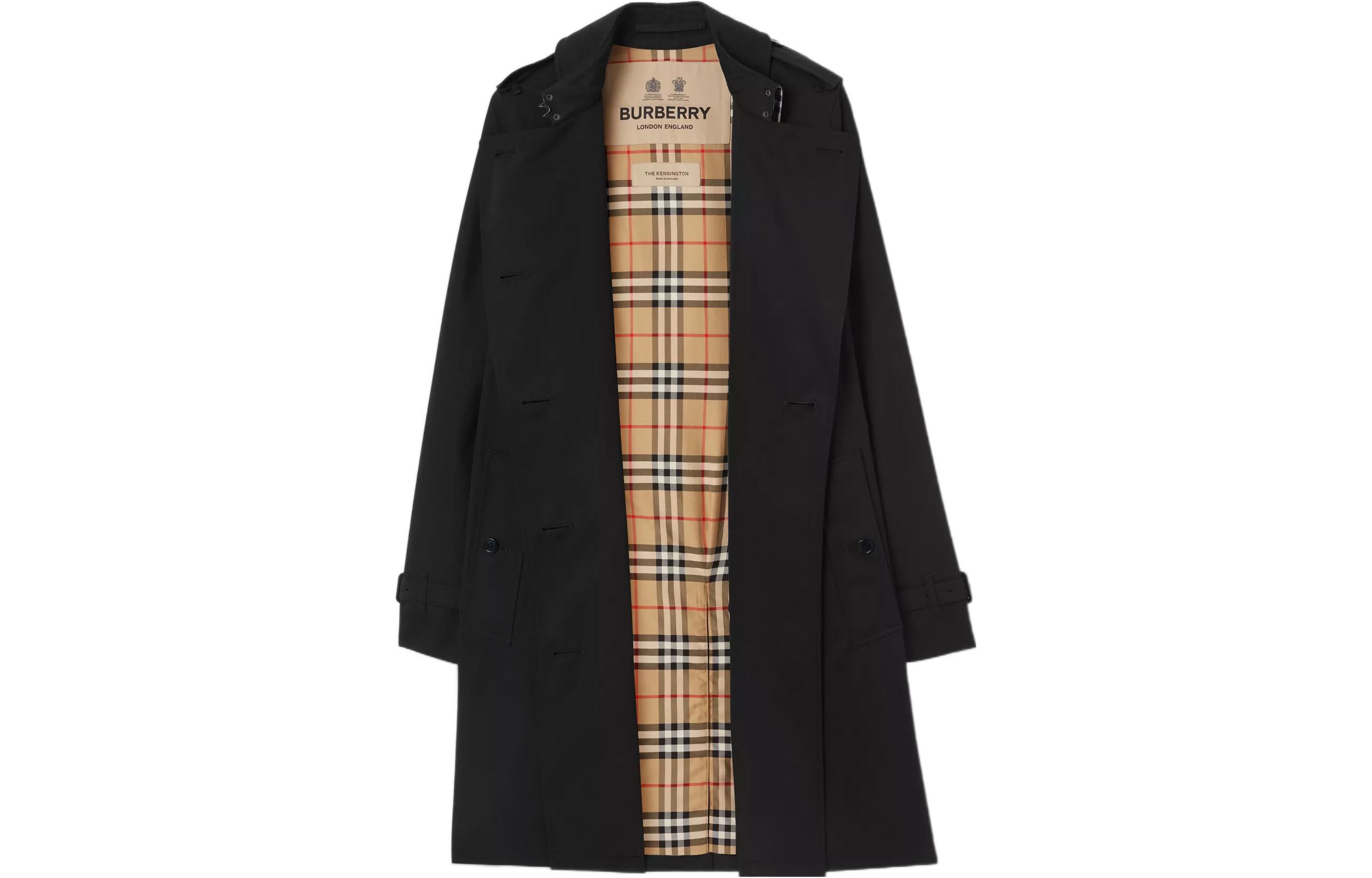 (Women) Burberry  Black Double-Breasted Trench Coat with Check Collar FW22. 80592431 圖 3