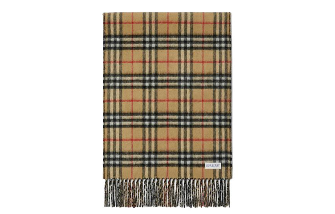 (Women) Burberry  Black Double-Sided Logo Patch Check Wool Scarf. 80746741 圖 3