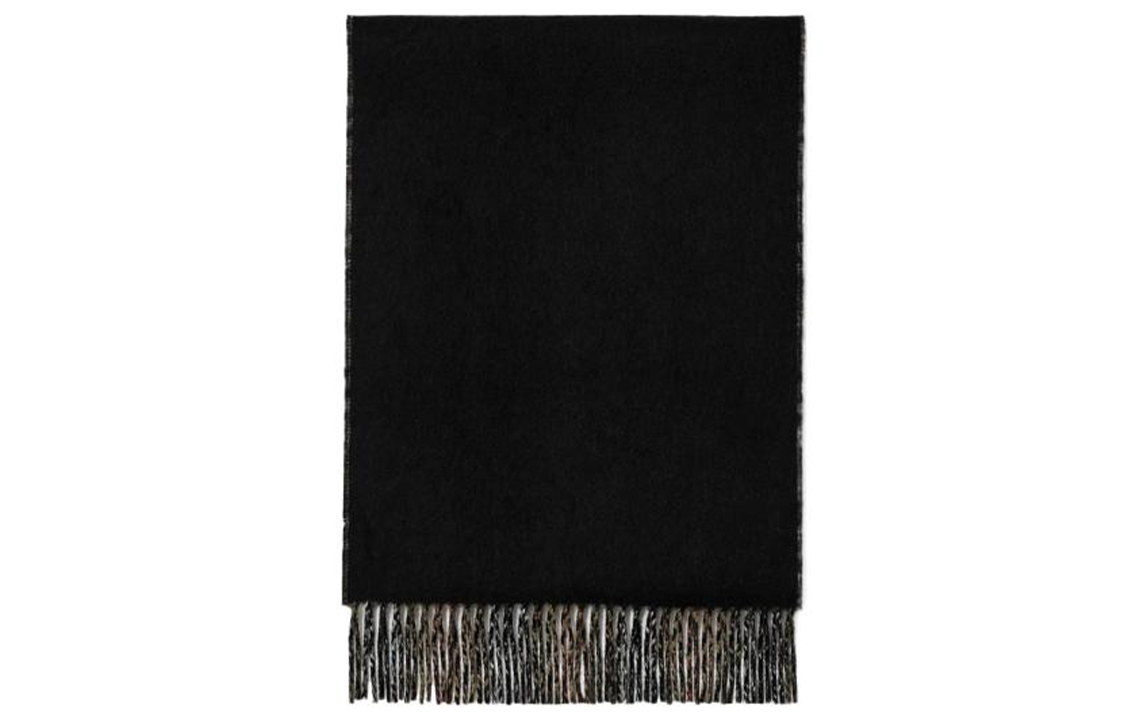 (Women) Burberry  Black Double-Sided Logo Patch Check Wool Scarf. 80746741 圖 4