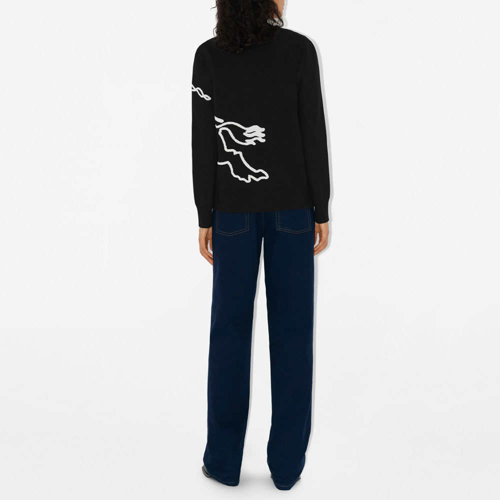 Shop (Women) Burberry  Black Equestrian Knight V-Neck Button Knit Cardigan. 80951841