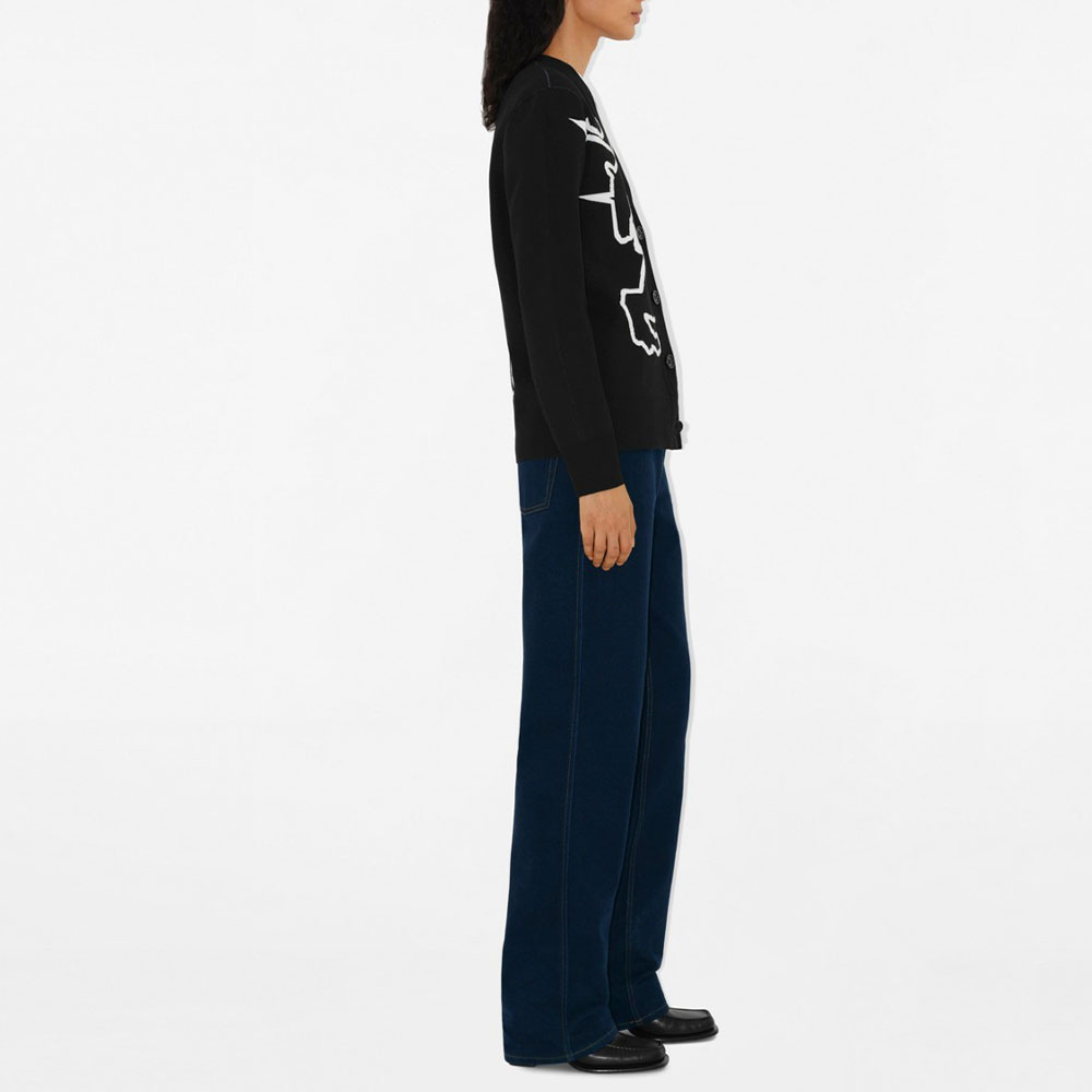 Purchase (Women) Burberry  Black Equestrian Knight V-Neck Button Knit Cardigan. 80951841