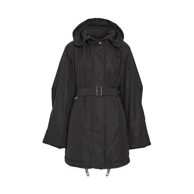 (Women) Burberry Black Hooded Belted Casual Coat. 80061211