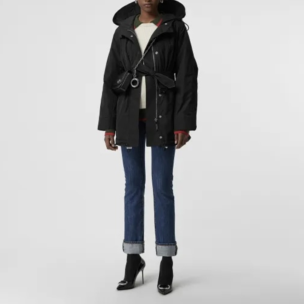(Women) Burberry  Black Hooded Belted Casual Coat. 80061211 圖 4