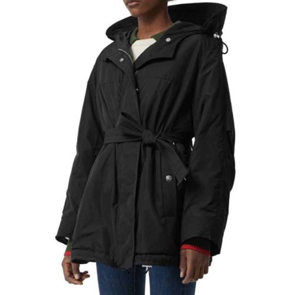 (Women) Burberry  Black Hooded Belted Casual Coat. 80061211 圖 6