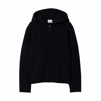 (Women) Burberry Black Hoodie with Solid Color Letter Logo Embroidery. 80896611