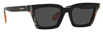 Lookbook (Women) Burberry Black Irregular Acetate Sunglasses with Contrast Temples. BE4392U405587