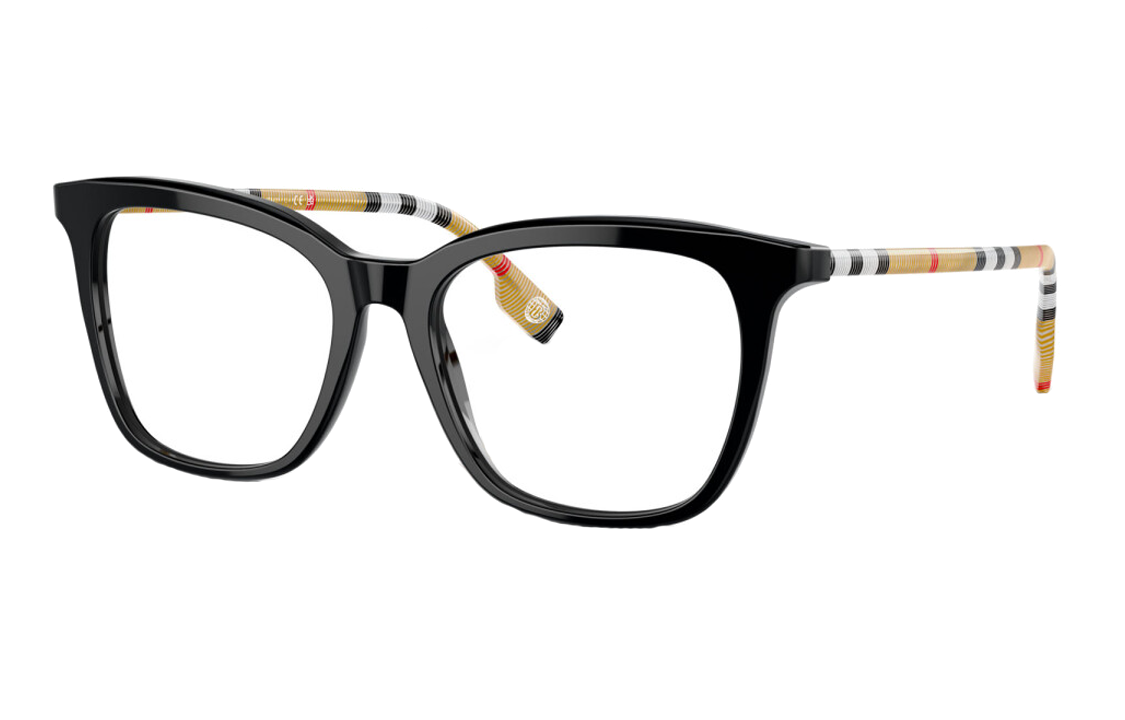 (Women) Burberry  Black Irregular Optical Glasses with Temples Logo. BE23903853