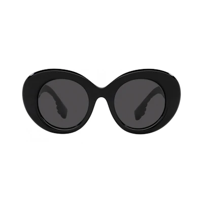 (Women) Burberry Black Irregular Shape Sunglasses with Side Logo. BE4370U30018749
