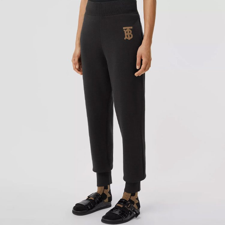 Purchase (W) Burberry 黑色針織慢跑褲 SS22 彈性中腰字母設計 80540221