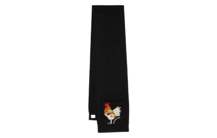 (Women) Burberry  Black Knit Scarf with Simple Solid Color & Animal Print Design. 80650831