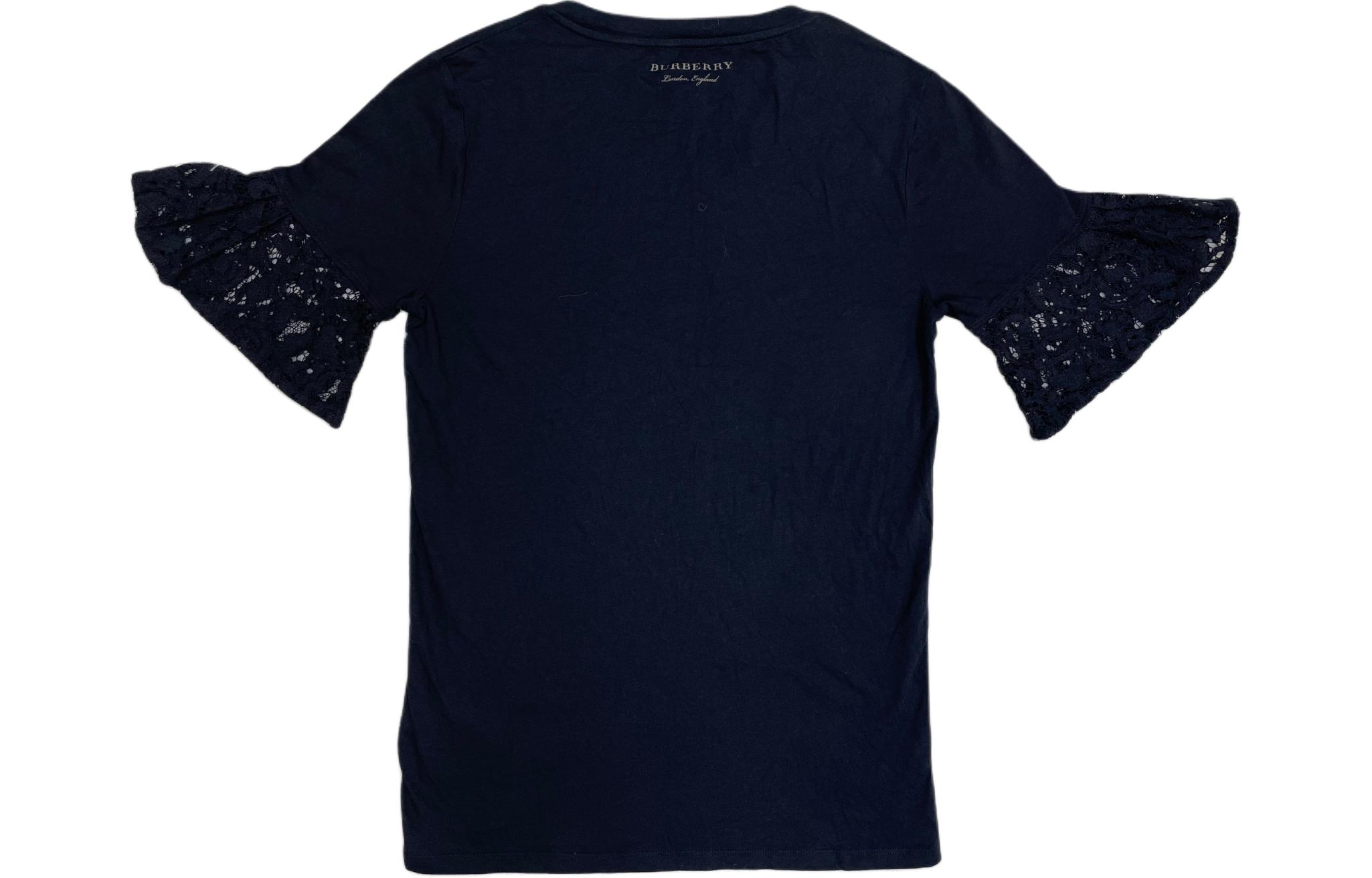 Lookbook (W) 버버리 블랙 레이스 패널 니트 반팔 탑 40423241