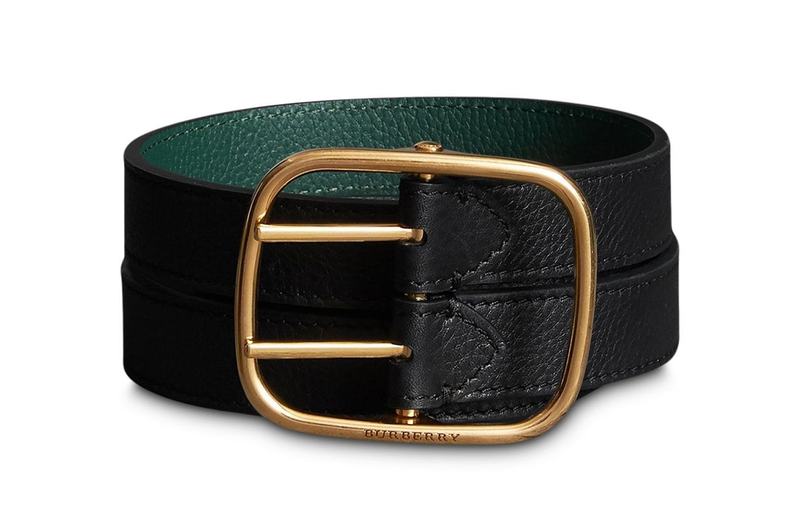 (Women) Burberry  Black Leather Belt with Solid Design and Pin Buckle. 4073550