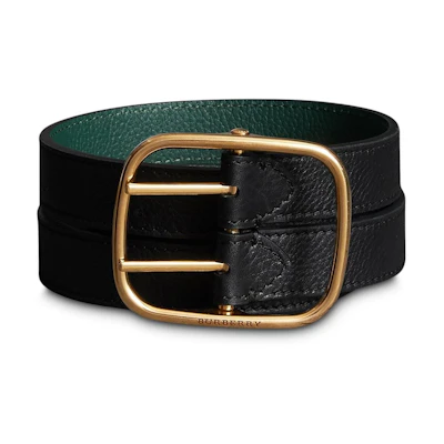 (Women) Burberry Black Leather Belt with Solid Design and Pin Buckle. 4073550