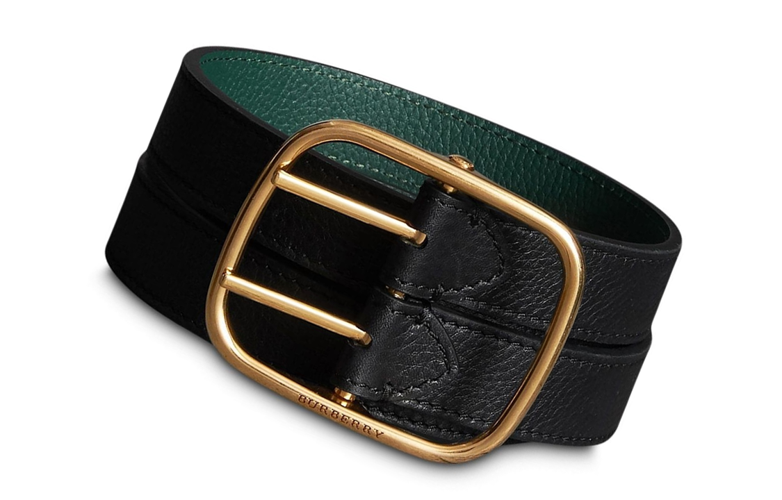 Shop (Women) Burberry  Black Leather Belt with Solid Design and Pin Buckle. 4073550