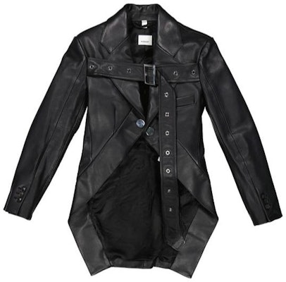 (Women) Burberry Black Leather Jacket with Solid Ring Design Stand Collar. 45598491 Order (Women) Burberry Black Leather Jacket with Solid Ring Design Stand Collar. 45598491