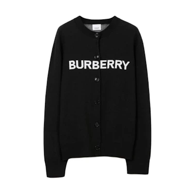 (Women) Burberry Black Letter Intarsia Single-Breasted Sweater 80700201