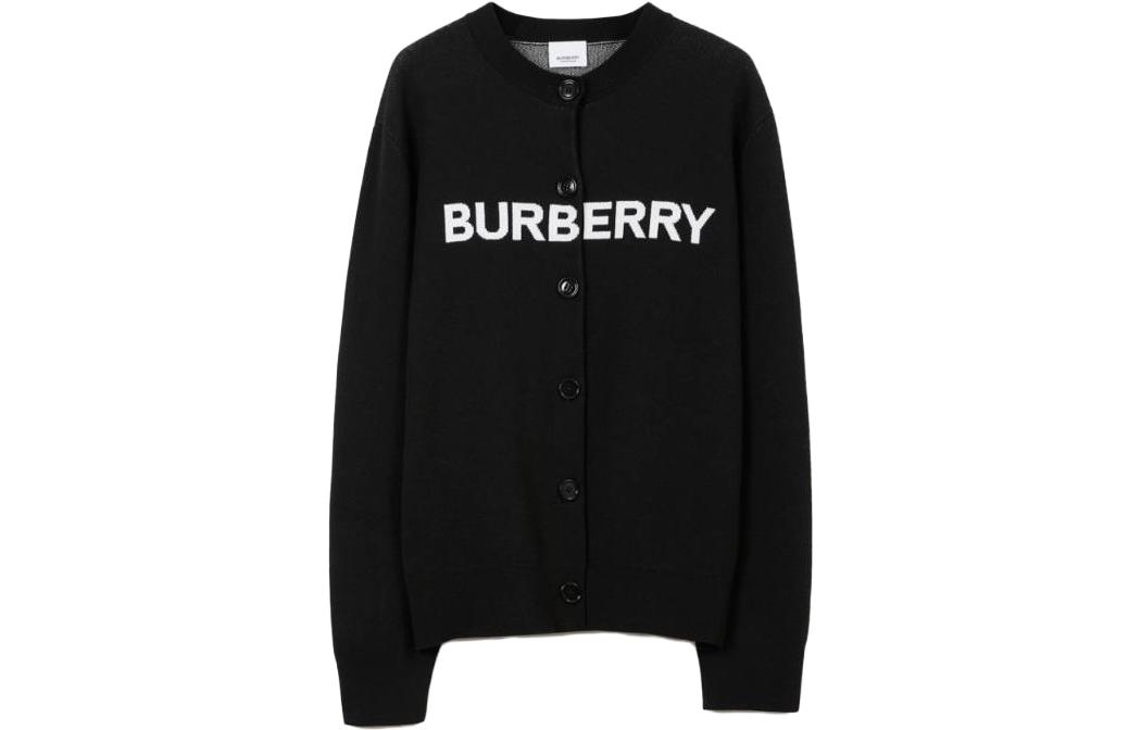 Order (W) Burberry Hitam Letter Intarsia Single-Breasted Sweater 80700201