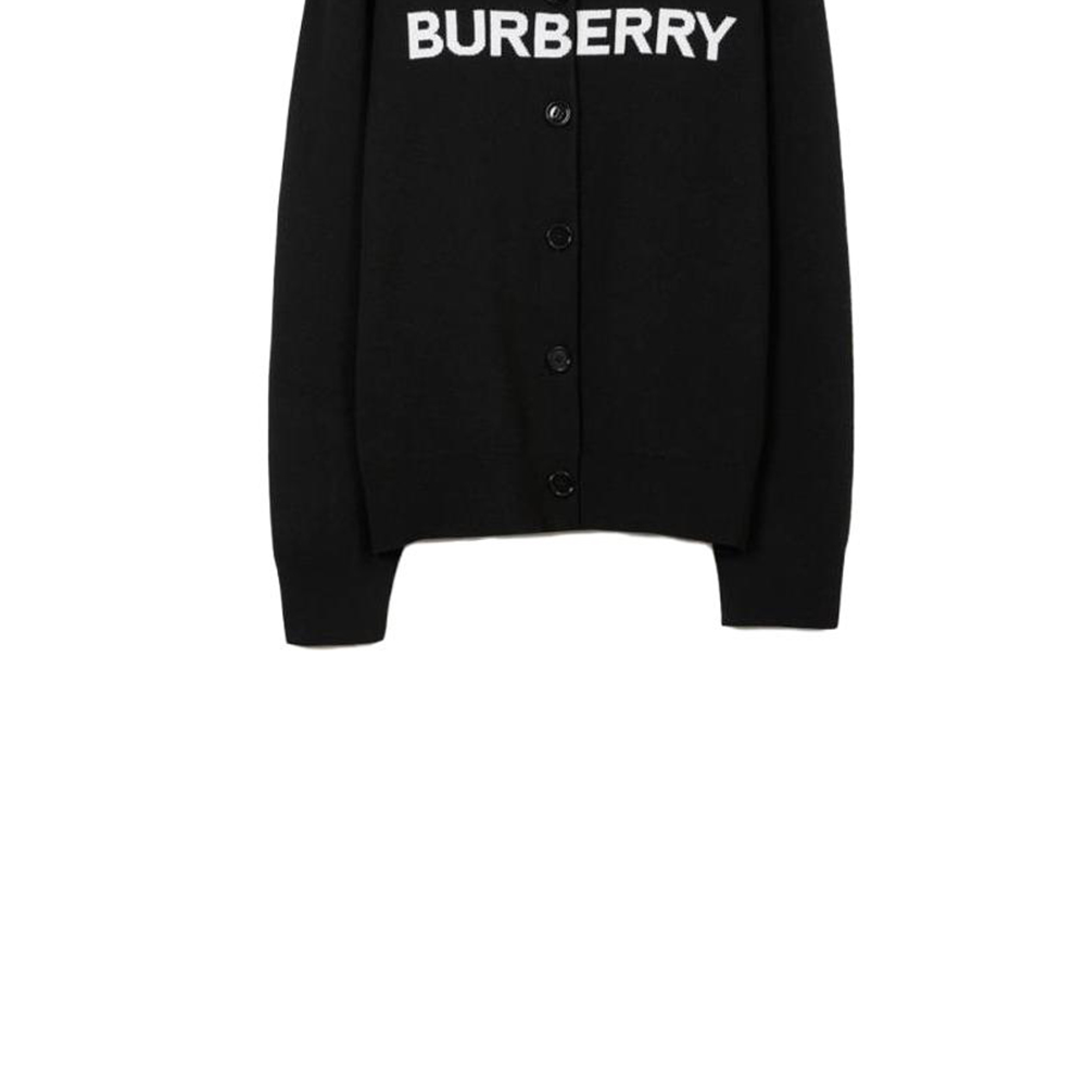 Sizing (W) Burberry Hitam Letter Intarsia Single-Breasted Sweater 80700201