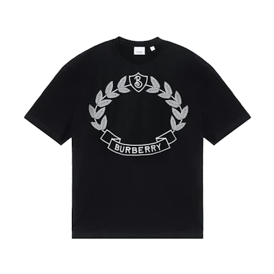 (Women) Burberry Black Letter Print Crew Neck Casual T-Shirt. 80669391