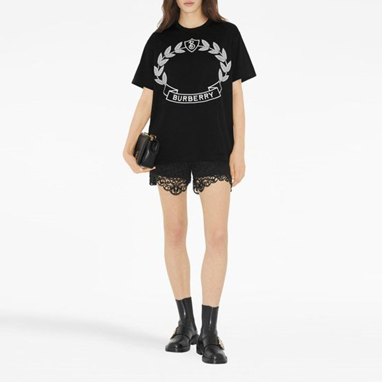 (Women) Burberry  Black Letter Print Crew Neck Casual T-Shirt. 80669391 圖 4