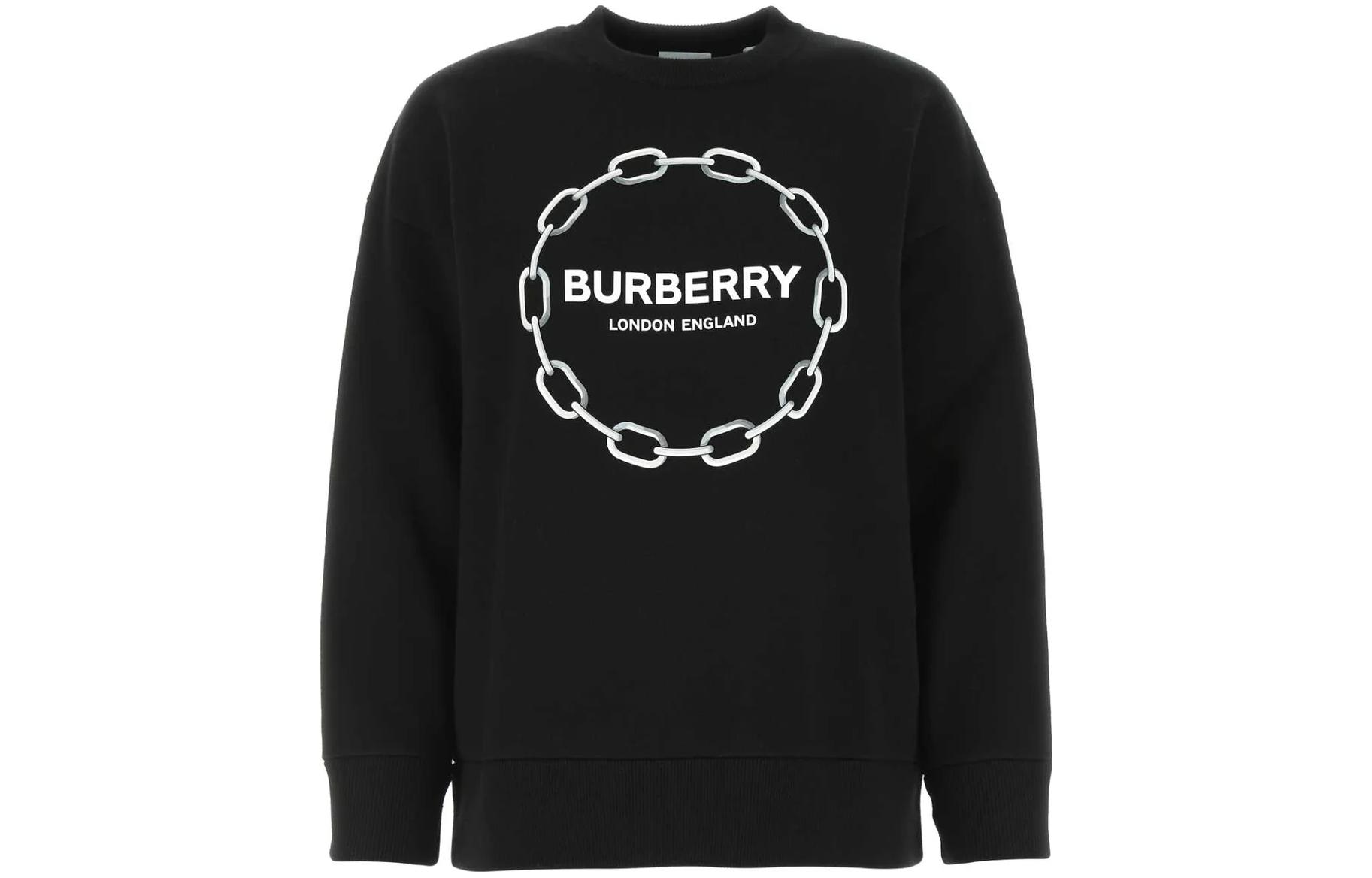(Women) Burberry  Black Letter Print Crewneck Long-Sleeve Sweatshirt. 8063239